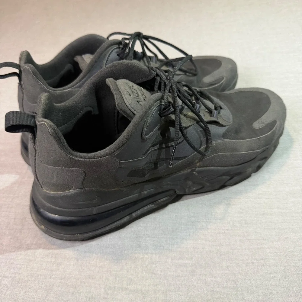Nike Air Max 270 React Mens 11.5‎ Black Good CI3866-003 Triple Black Sneakers